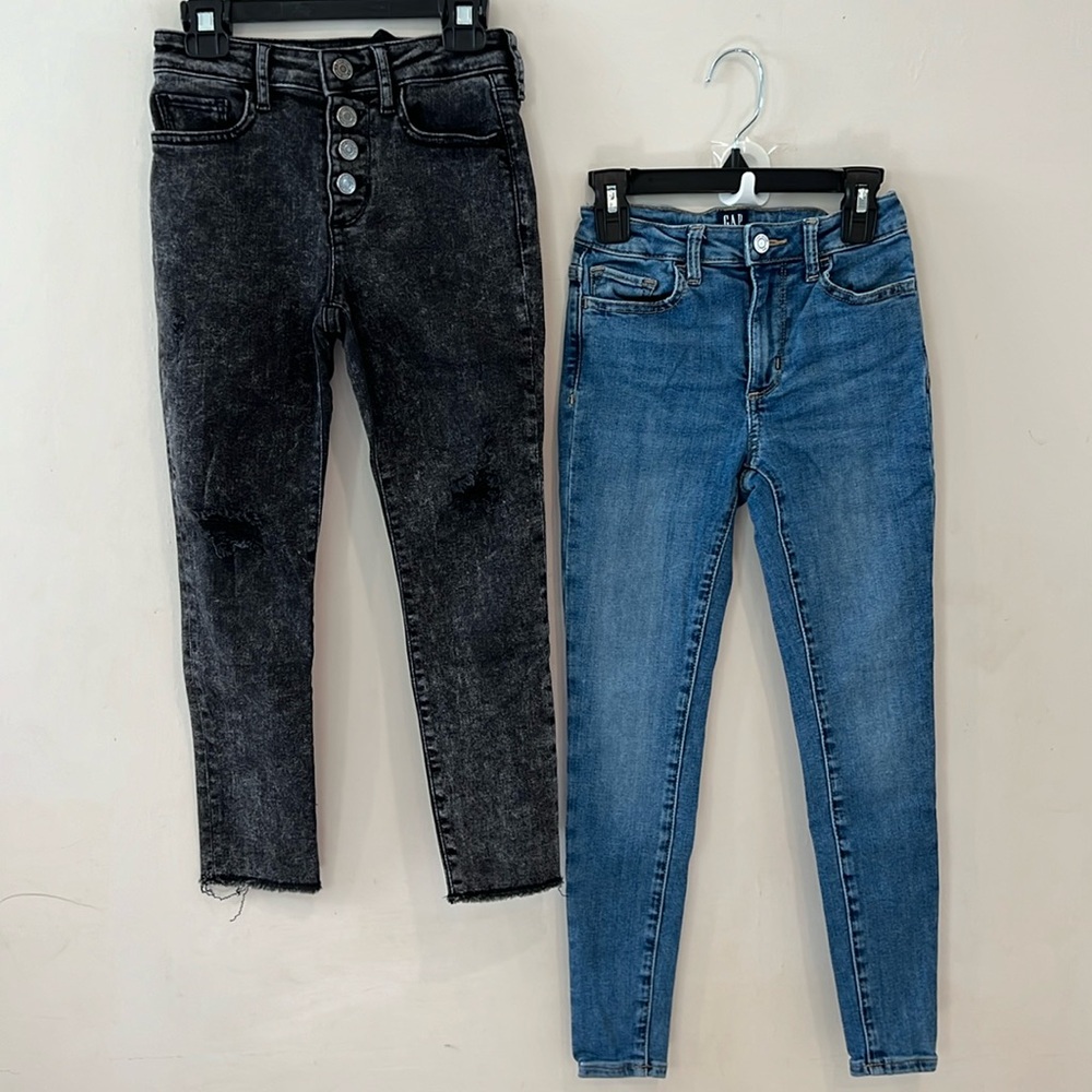 Gap Girls Jeans Set of 2 Black Denim/Blue Denim Size 8